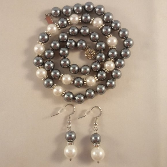 8mm Gray South Sea Shell Pearl Necklace Matching Earrings Set AAA+ Gorgeous Gift - Picture 5 of 5